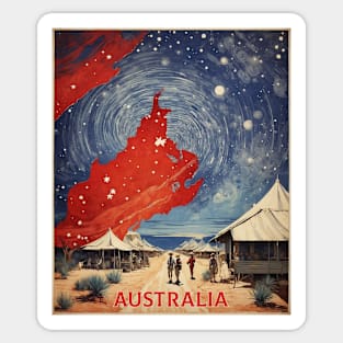 Australia Starry Night Vintage Travel Poster Tourism Sticker